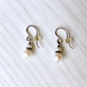 Vintage Pearl Sterling Silver Drop Earrings